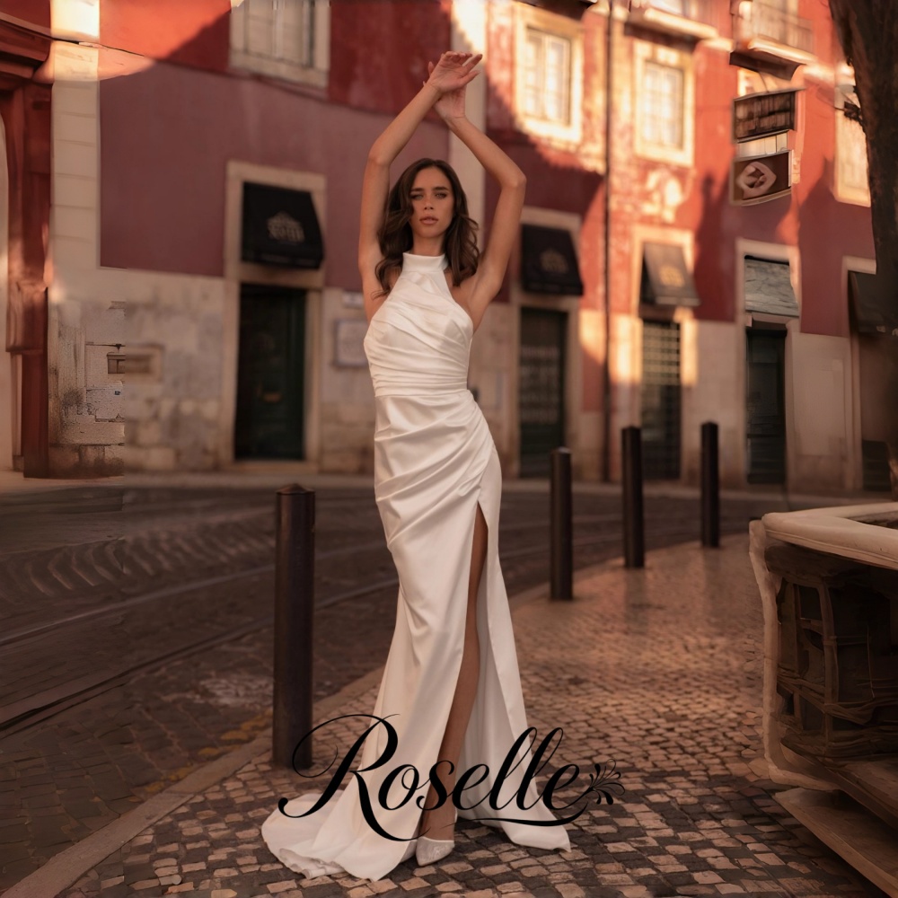 Wedding Qw - ROSELLE Neckholder Ärmelloses Meerjungfrauen-Brautkleid mit hohem