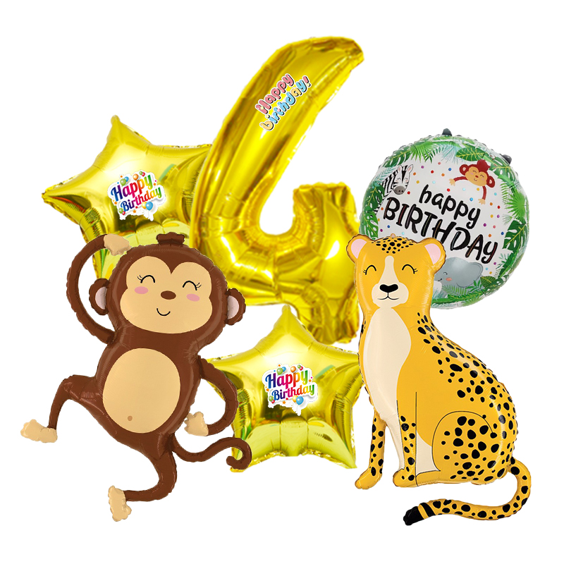 Wedding Zoo - Affen- und Leoparden-Zoo-Zahlen 0-9 Dschungeltier-Luftballons Baby-Shower-Dekorationen