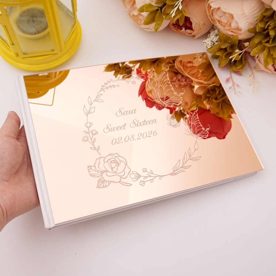 Personalized Guest Book - Personalisiertes Gästebuch aus Acryl mit Schmetterlings-Design