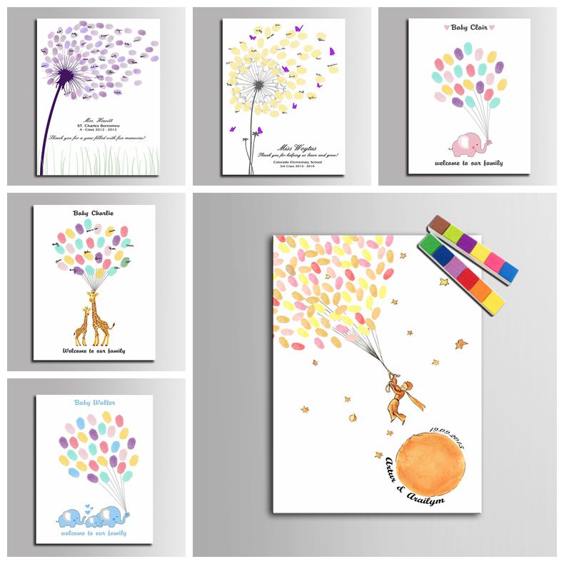 Personalized Guest Book - Personalisiertes, charakteristisches Fingerabdruck-Gästebuch für Kinder, Erstkommunion,