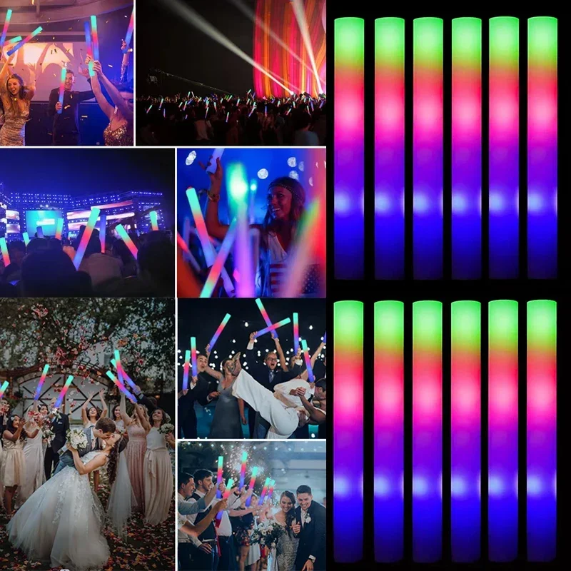 Wedding Supply In Bulk - 15/30 Stück LED-Leuchtstäbe, bunte RGB-Leuchtschaumstäbe, Leuchtrohre