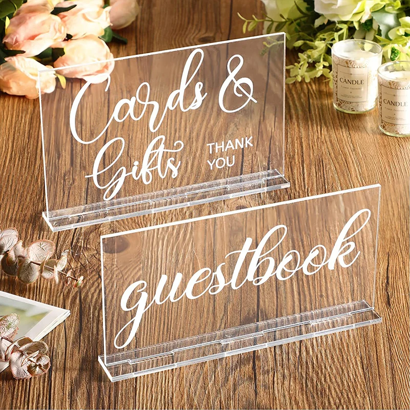 Personalized Guest Book - YOMDID 2 Stück rustikales Acryl-Schild für