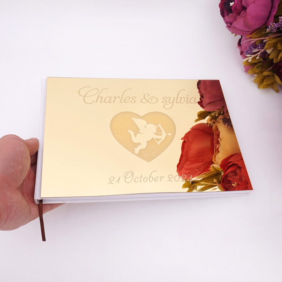 Personalized Guest Book - Individuelles Hochzeits-Gästebuch mit Acryl-Spiegelcover, 9 Stile,