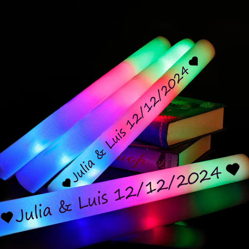 Wedding Supply In Bulk - 30 Stück LED-Leuchtstäbe, bunt, RGB-Leuchtschaumstoffstäbchen, Jubelröhre,