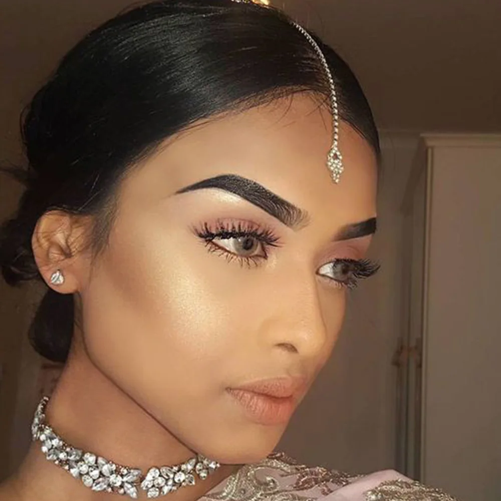 Indian Wedding Supply - Stonefans Geometrische Stirnkette für Damen, indischer