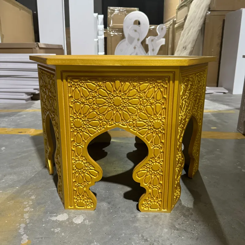 Indian Wedding Supply - Indischer Stil Blumenmuster Goldener Runder Nachttisch