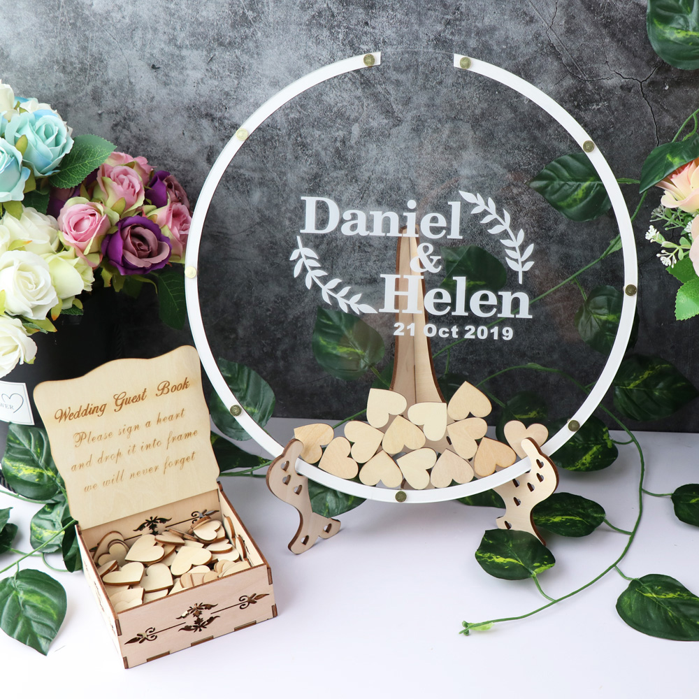 Personalized Guest Book - Personal isierte Acryl runde Hochzeit Gästebuch