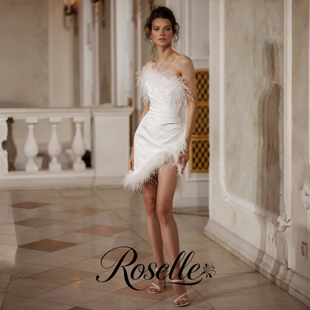 Wedding Qw - ROSELLE Mini trägerloses Etuikleid Hochzeitskleid mit