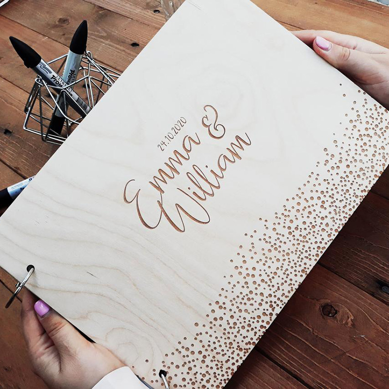Personalized Guest Book - Personalisierte Hochzeit Gästebuch Nach Holz Gästebuch