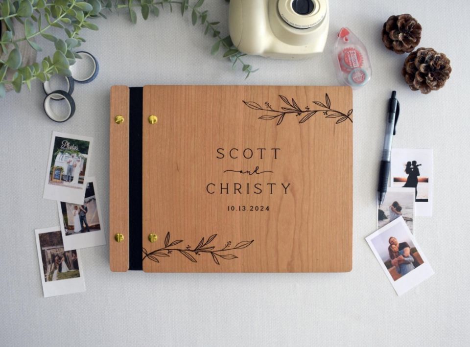 Personalized Guest Book - Hölzernes Hochzeits-Gästebuch-Fotoalbum, Gästebuch aus Holz, personalisiertes