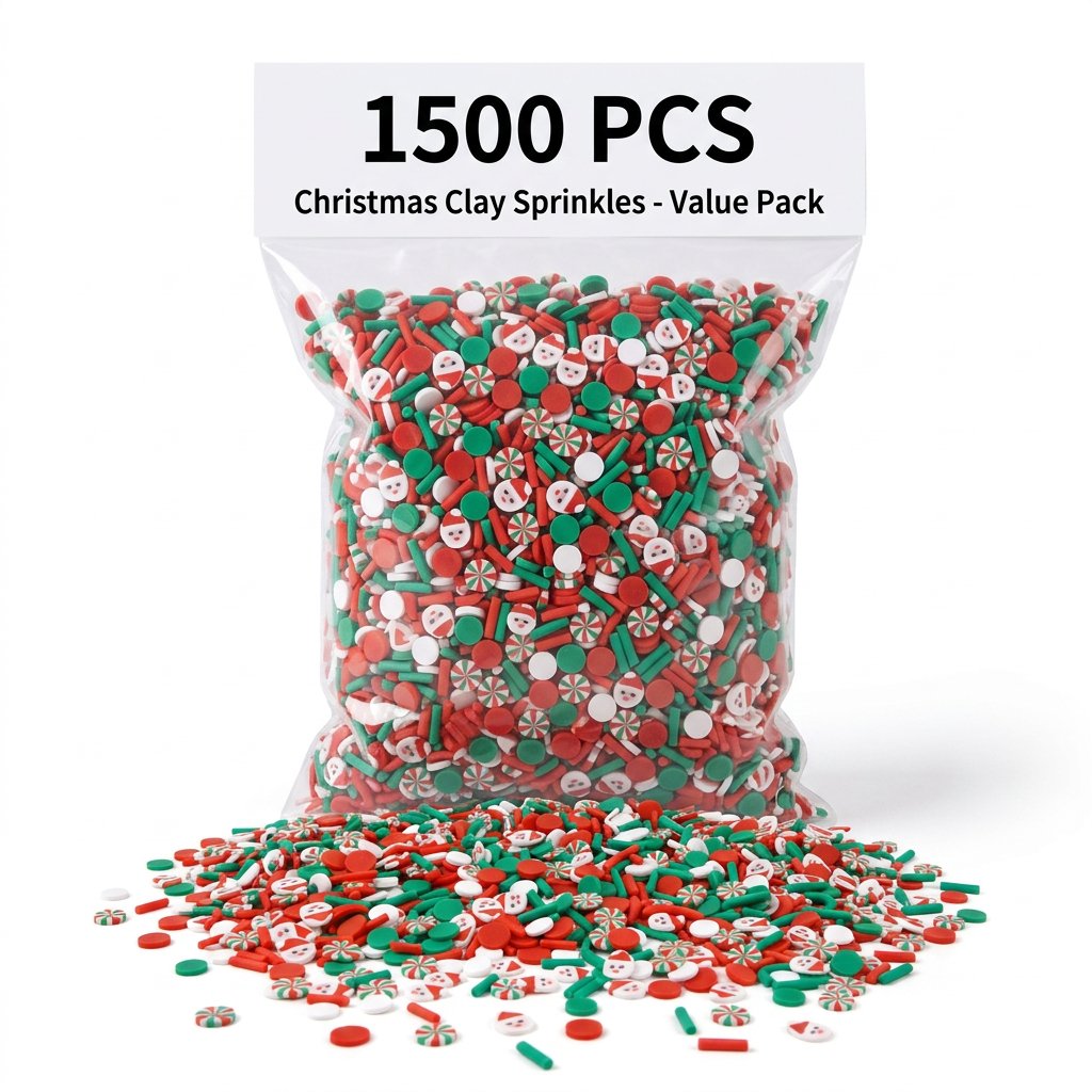 Wedding Supply In Bulk - 1500 Stück Weihnachts-Clay-Sprinkles, Santa-Bonbon-Scheiben, Nagelkunst-Deko, Slime-Charms,