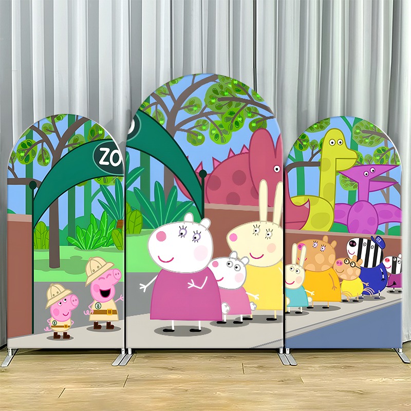 Wedding Zoo - 2D Flacher Bogen-Hintergrundbezug Einlagiger Nicht-Dehnbarer Stoff