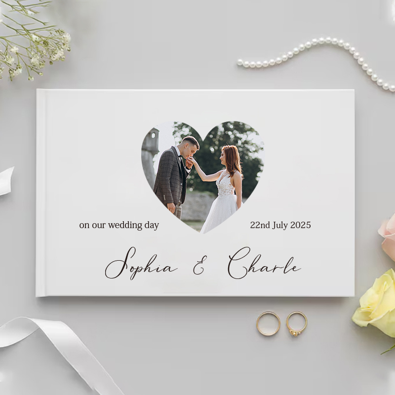 Personalized Guest Book - Personalisiertes Gästebuch als Hochzeitsgeschenk, weißes, edles