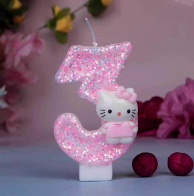Unity Candle Set - Niedliche Hello Kitty Cat digitale Zahlenkerzen,