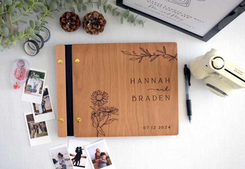 Hölzernes Hochzeits-Gästebuch- – Personalized Guest Book Bewertung und Preis